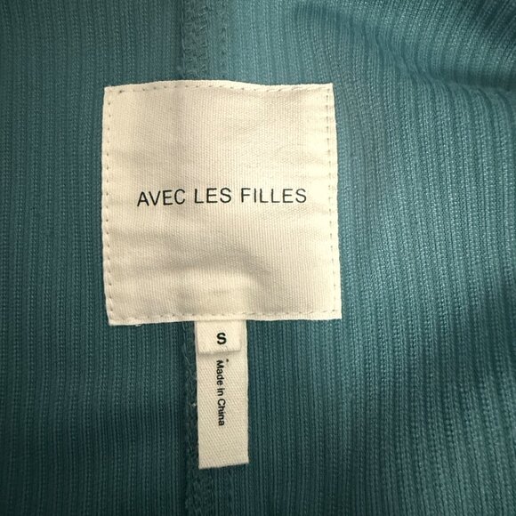 Avec Les Filles Womens Corduroy Jacket High Neck Snap Button Teal Small - Picture 3 of 6